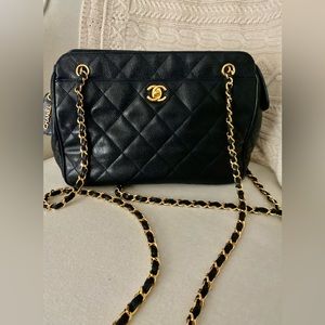 Chanel Classic Black Caviar Quilted CC Turn-lock Crossbody Bag